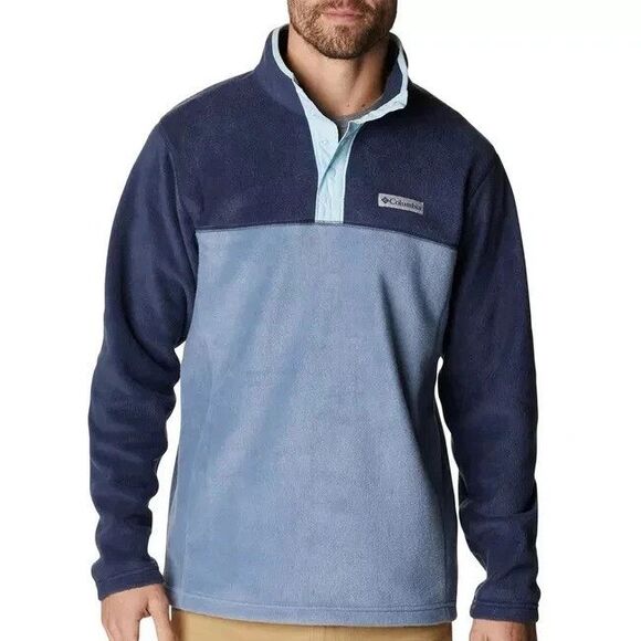 Columbia Other - Columbia Oversized Half Snap Fleece Pullover Sweater Blue Sz Medium (Fit L)